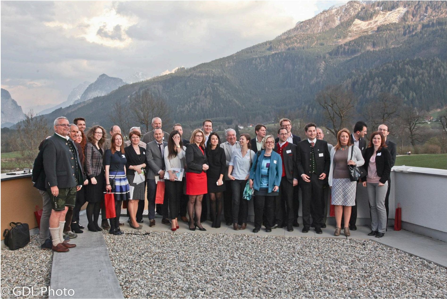 Delegation on alpine terrace
